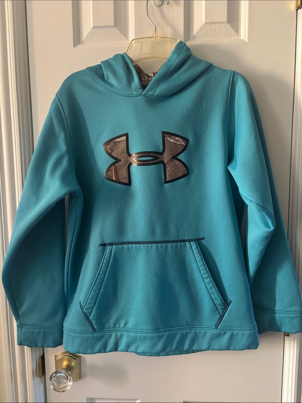 Under Armour Boy/Girls' Teal Pullover Hoodie with Camo Logo